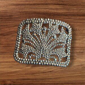 Vintage French Cut Steel Ribbon Slide / Buckle - Openwork Floral Design art Deco